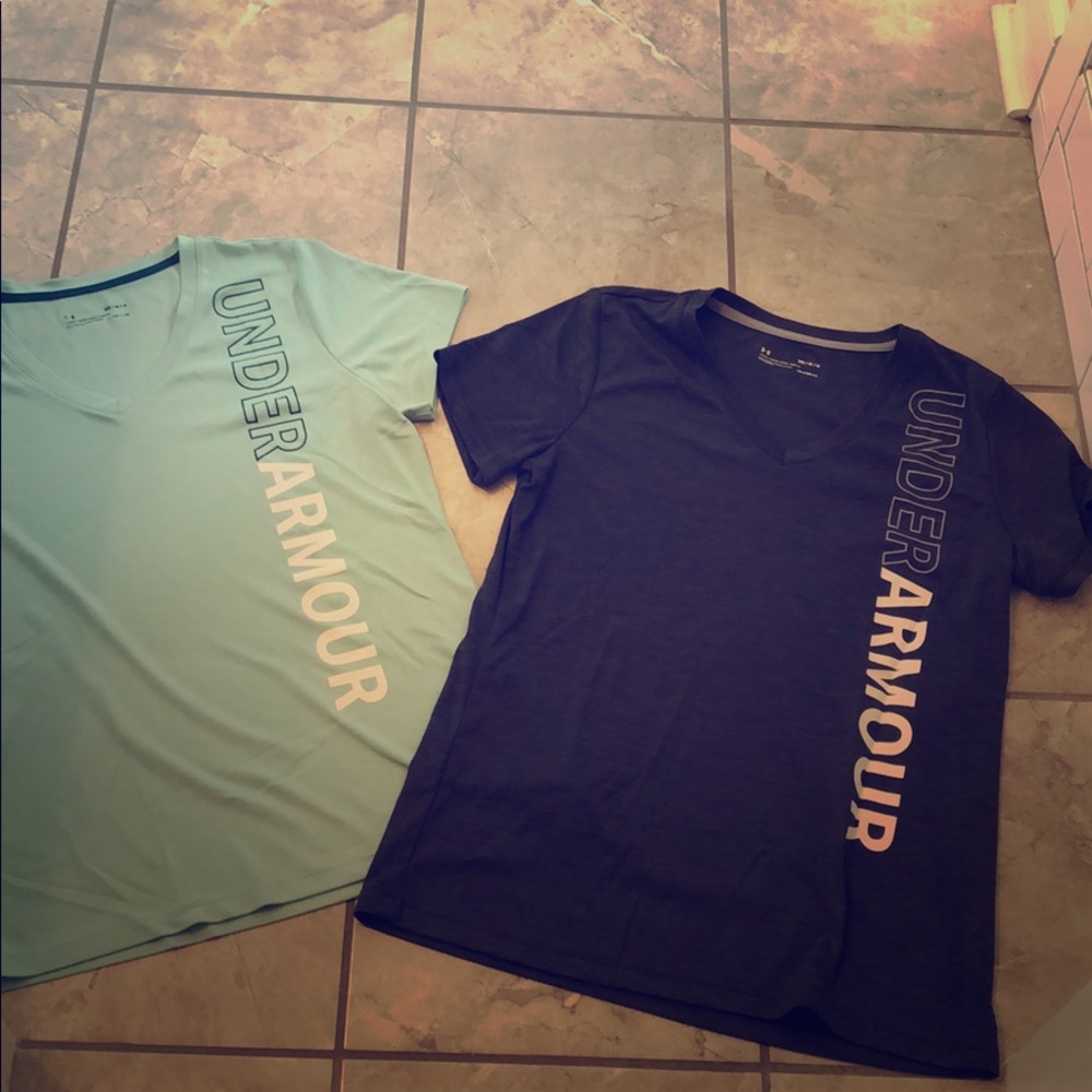 TWO Under Armour women’s shirts size medium